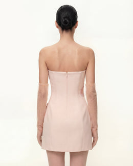 Iris Floral Print Strapless Dress - Pink