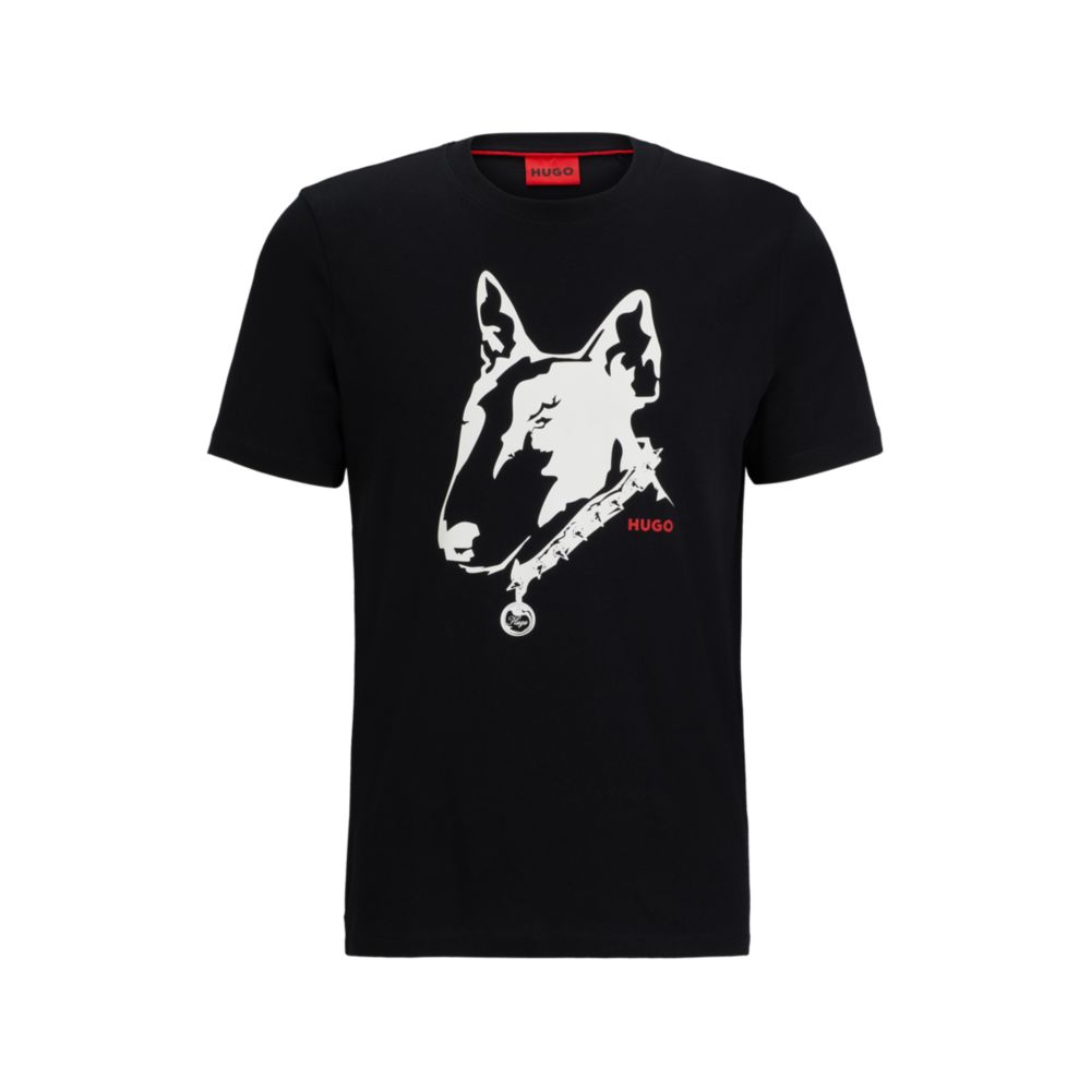 Hugo Boss cotton-jersey t-shirt with dog artwork - Size: S T-Shirts | Shop From The Mirage