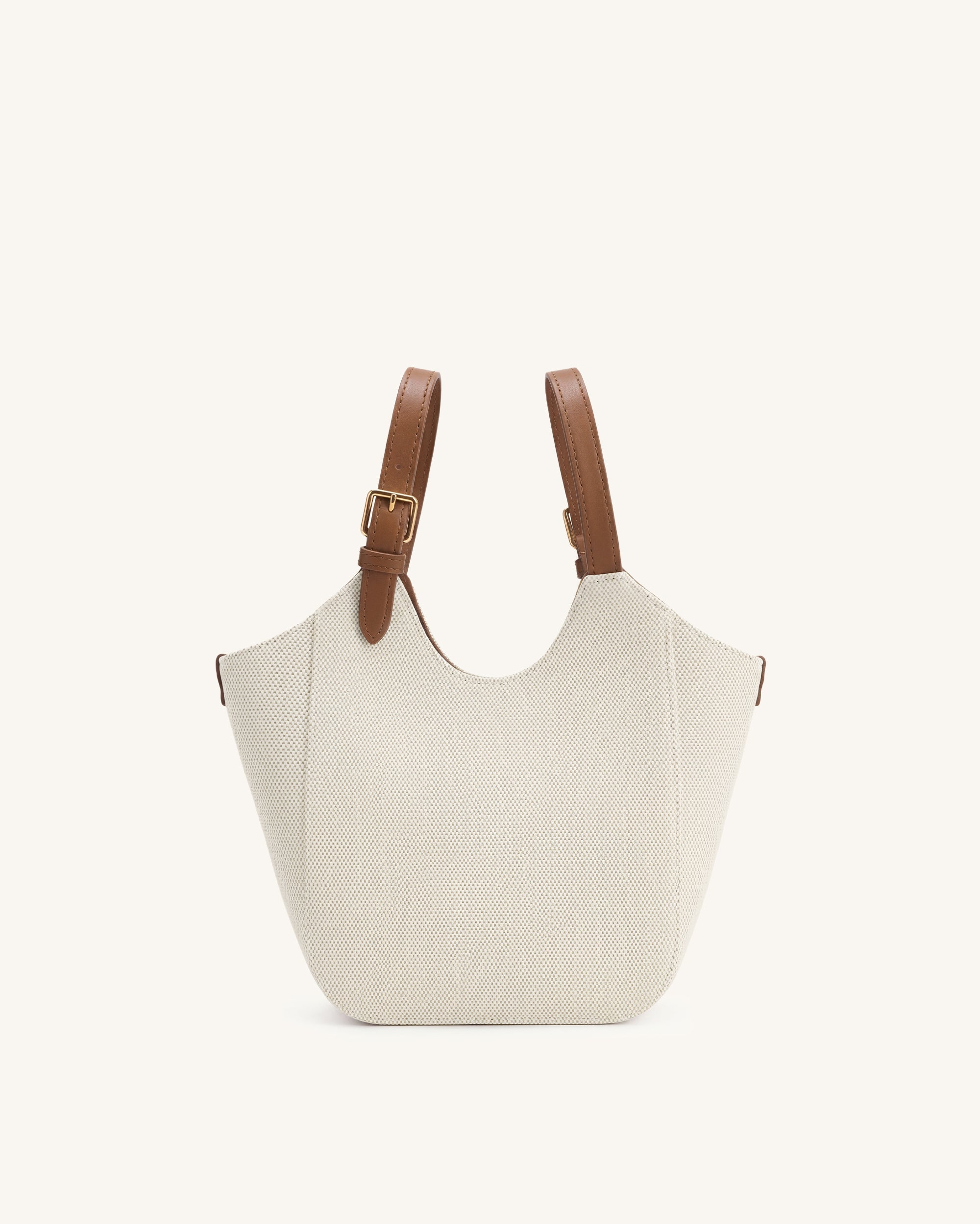Ines Padlock Tote Bag - Brown Canvas