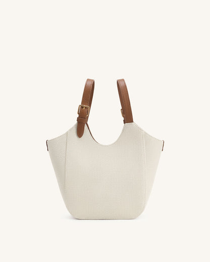 Ines Padlock Tote Bag - Brown Canvas