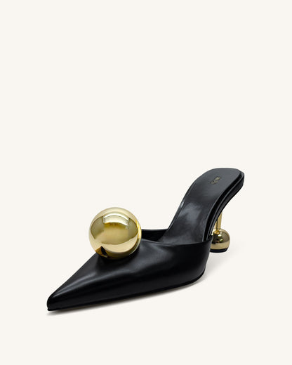 Sofia Sphere Heel Mules - Rose Red