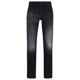 regular-fit jeans in black italian cashmere-touch denim