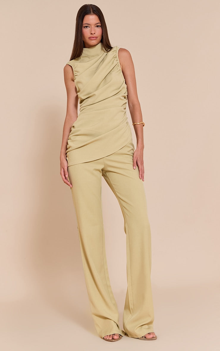 PLT Label Green Tailored Straight Leg Trouser