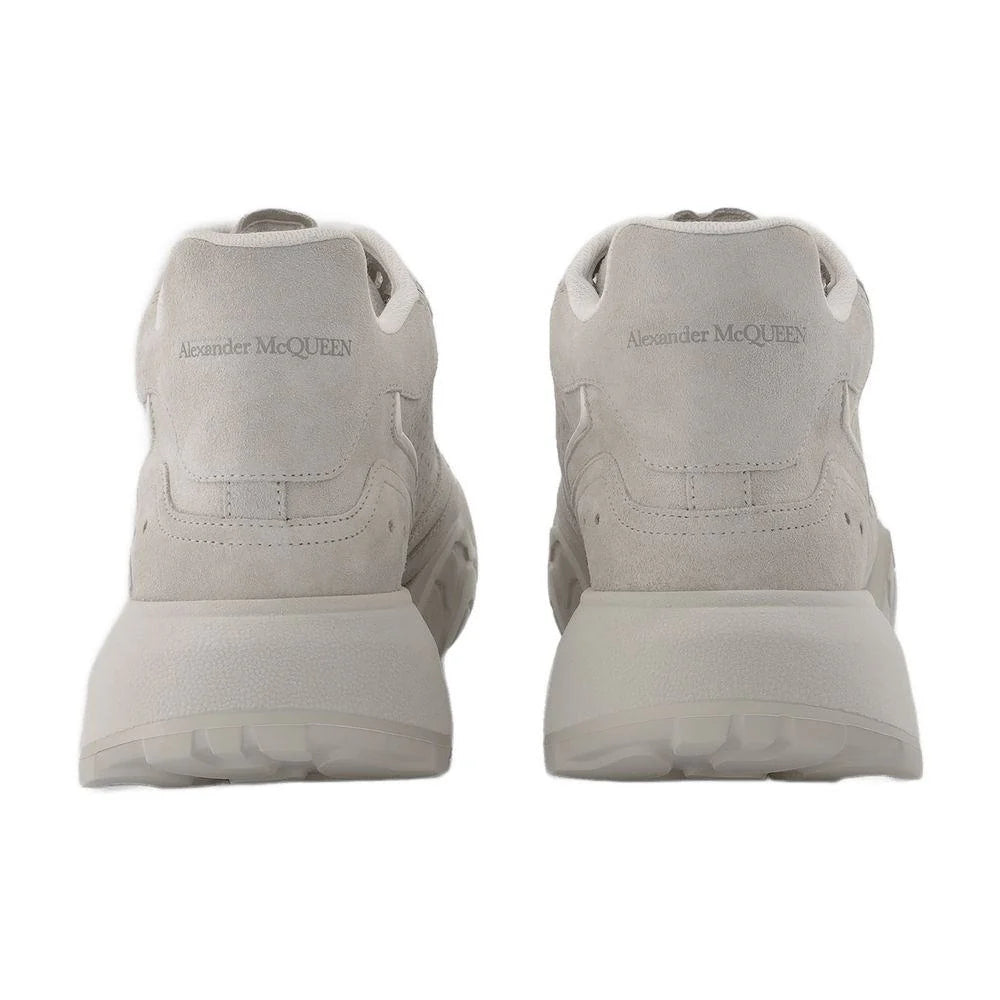 Alexander McQueen Men's Reflective Calfskin Sneakers – Beige