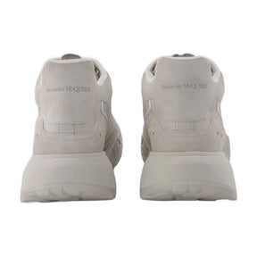Men’s Reflective Beige Calfskin Sneakers with Rubber Sole – Made in Italy