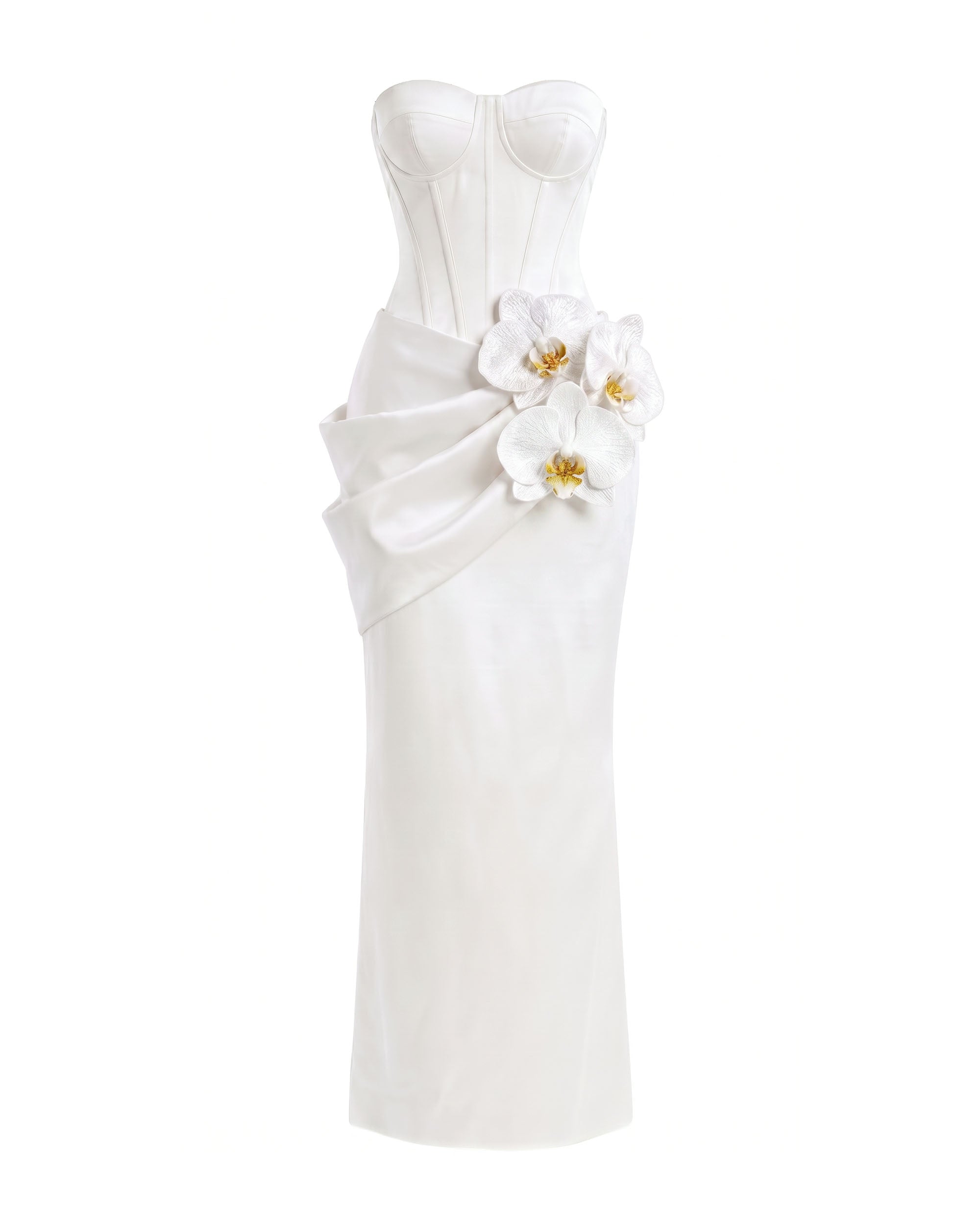 Orchid Embellished Corset Maxi Dress - White