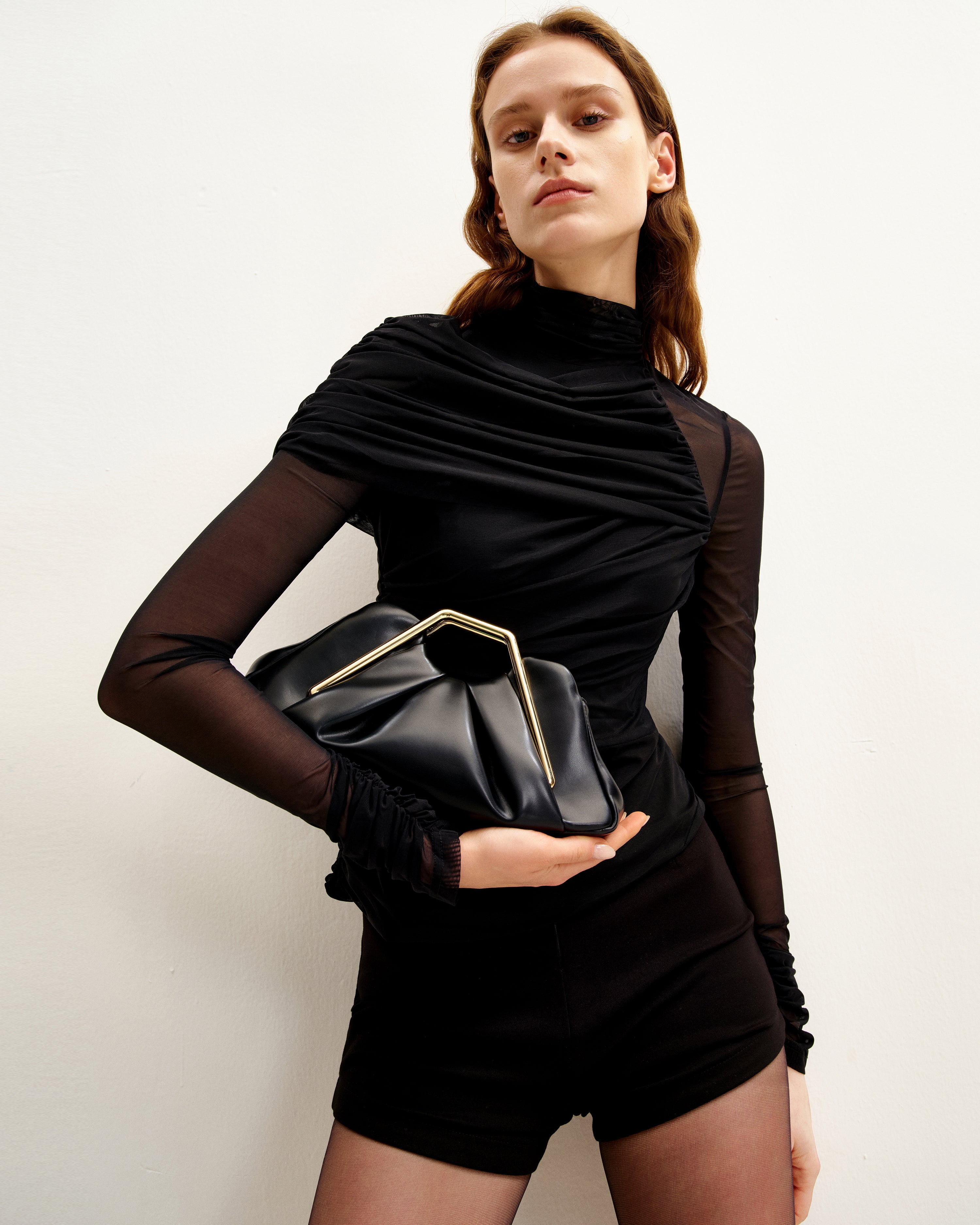 Lila Metal Frame Clutch - Ivory