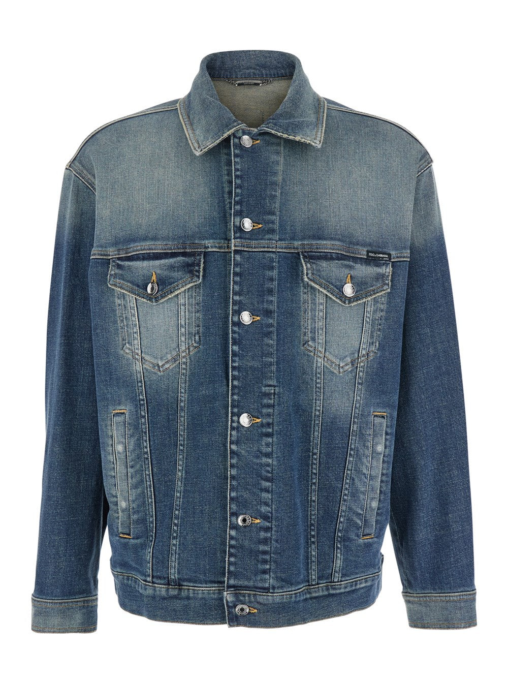 Dolce e gabbana Blue Jacket with Distressed Effect in Denim Man