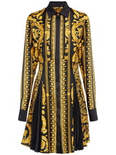 Versace Barocco print silk twill shirt dress