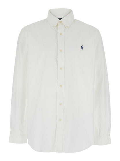 Polo ralph lauren 'Custom Fit' White Shirt with Pony Embroidery on the Front in Cotton Man