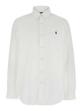 Polo ralph lauren 'Custom Fit' White Shirt with Pony Embroidery on the Front in Cotton Man