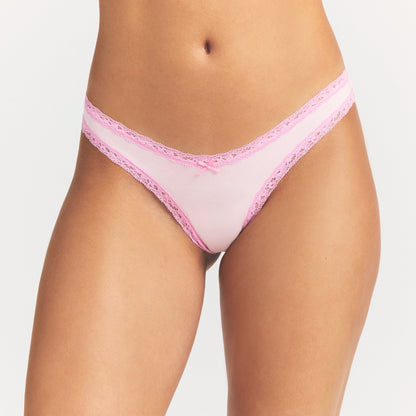 Lightweight Cotton Lace Thong
