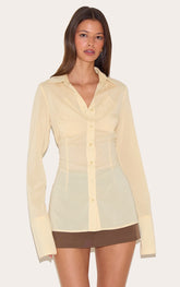 Butter Cream Chiffon Fitted Shirt