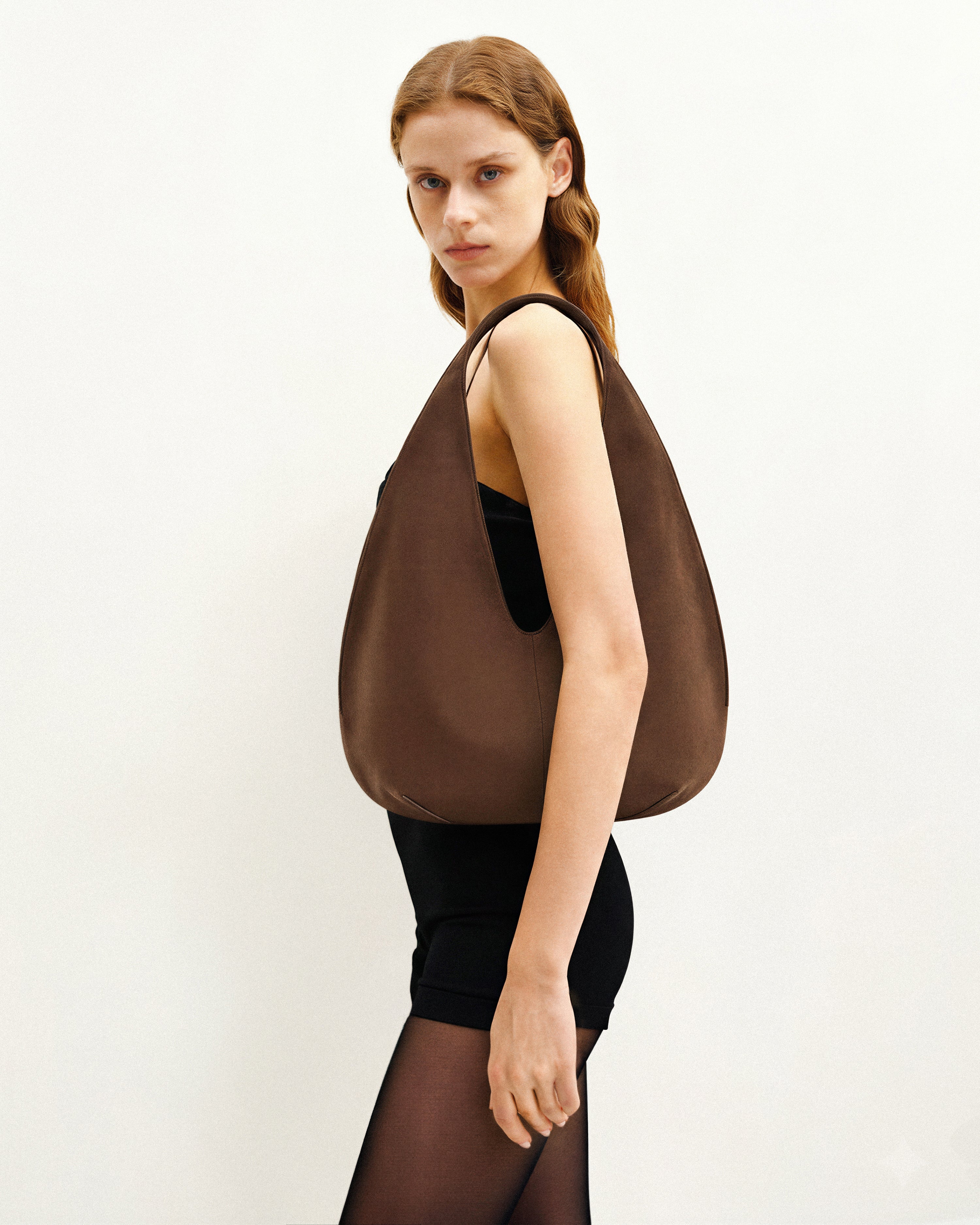Dara Faux Suede Hobo Bag - Dark Olive
