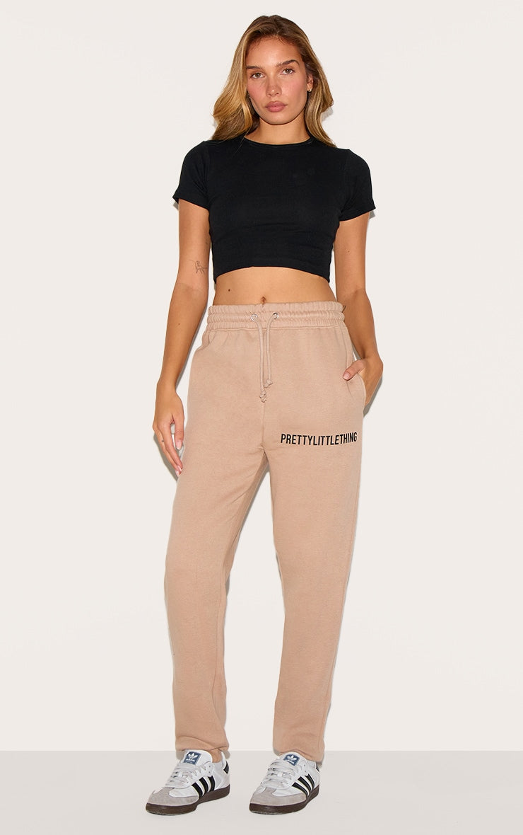 PRETTYLITTLETHING Mocha Cuffed High Waisted Joggers