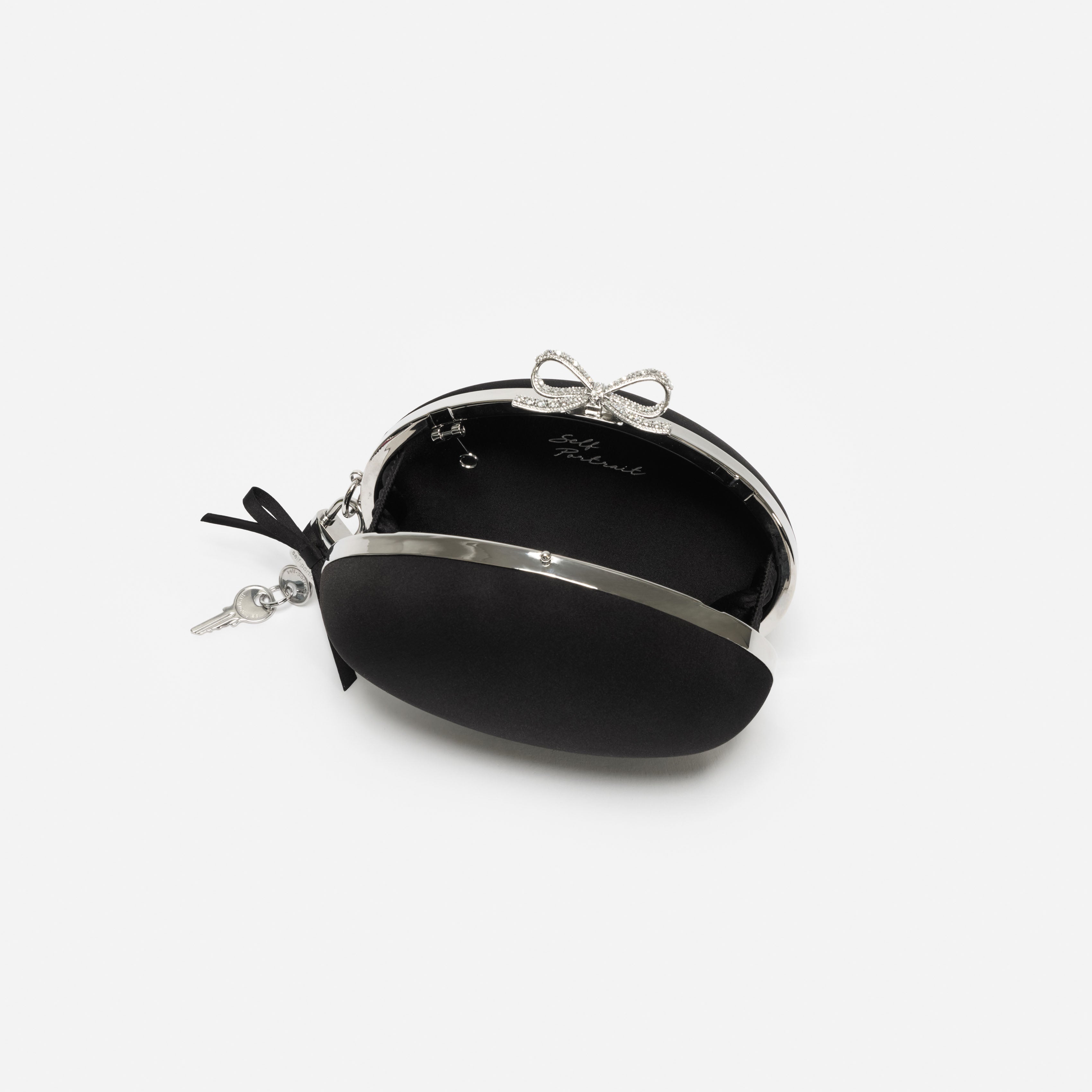 Black Satin Oval Clutch