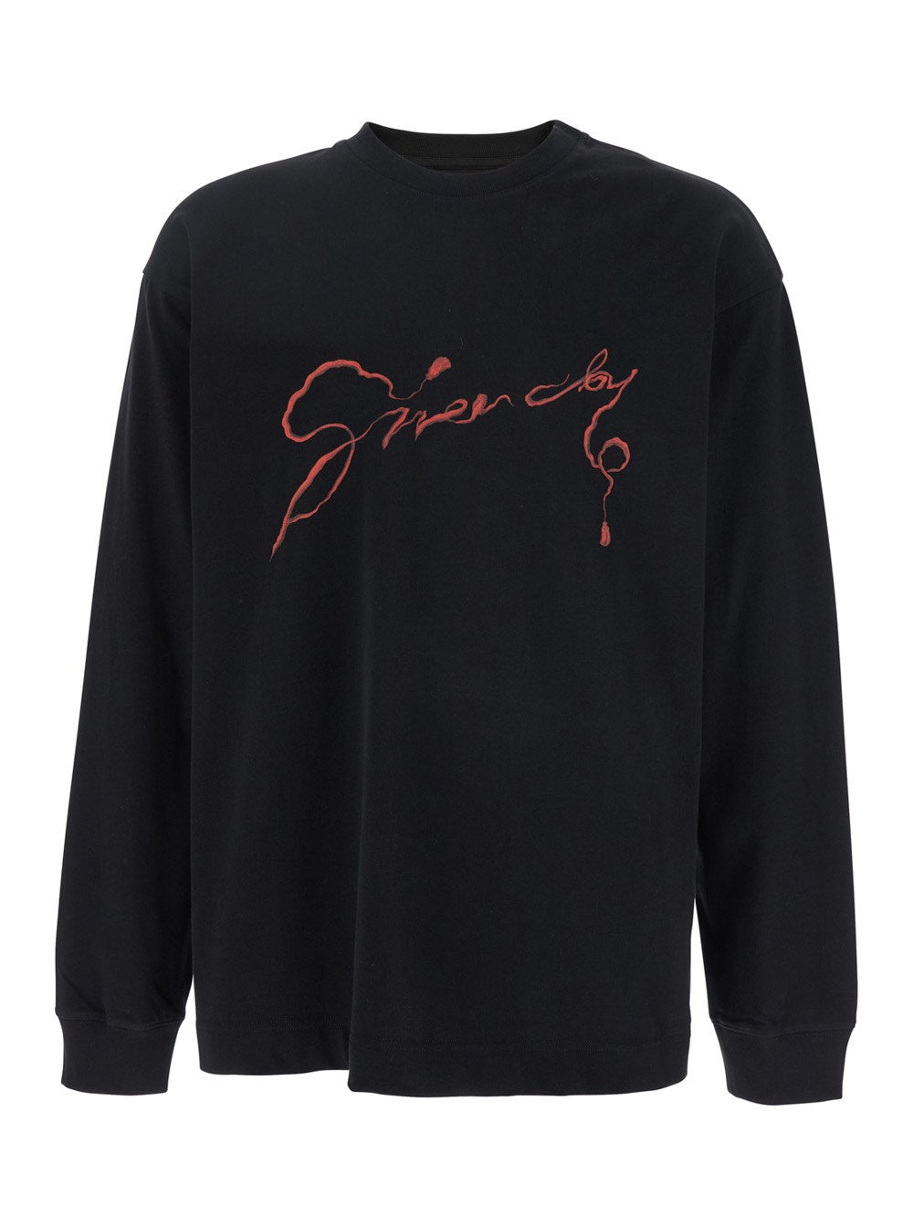 Givenchy Black Crewneck T-Shirt with Logo Lettering on the Front and Maxi Logo Print on the Rear in Cotton Man