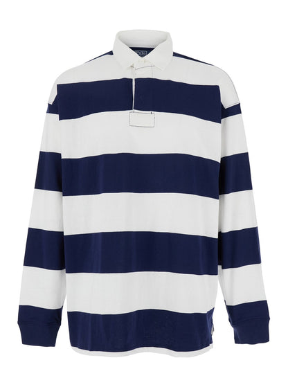 Polo ralph lauren "Big Fit" Blue Polo Shirt with Classic Collar and All-Over Striped Motif in Cotton Man