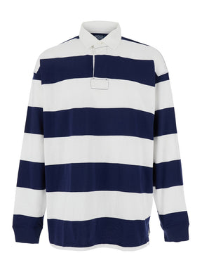 Polo ralph lauren "Big Fit" Blue Polo Shirt with Classic Collar and All-Over Striped Motif in Cotton Man