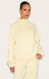 Petite Butter Cream Oversized Interlock Zip Through Sweatshirt