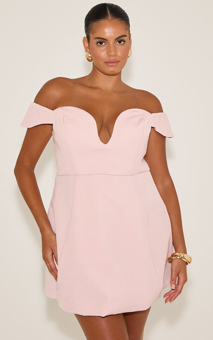 Plus Premium Pale Rose Wired Bardot Shift Dress