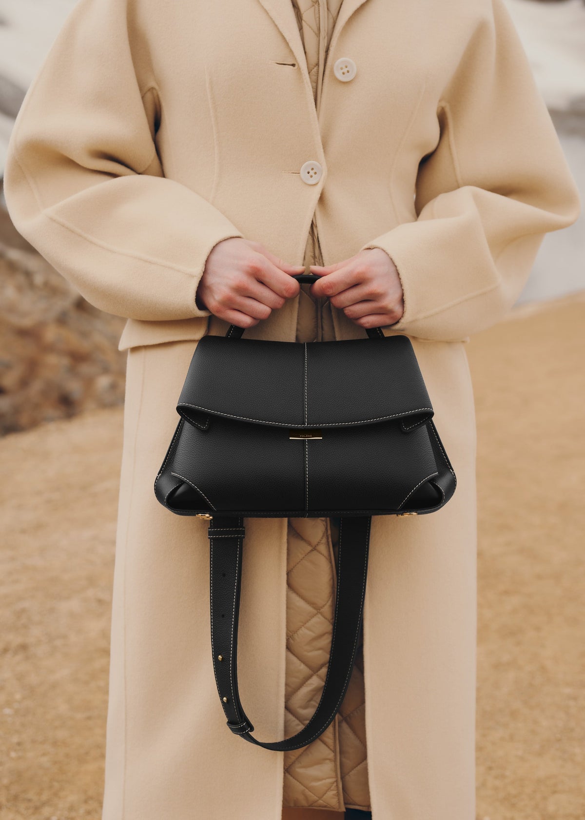 Mokki Edition Textured Black with Ecru Stitching