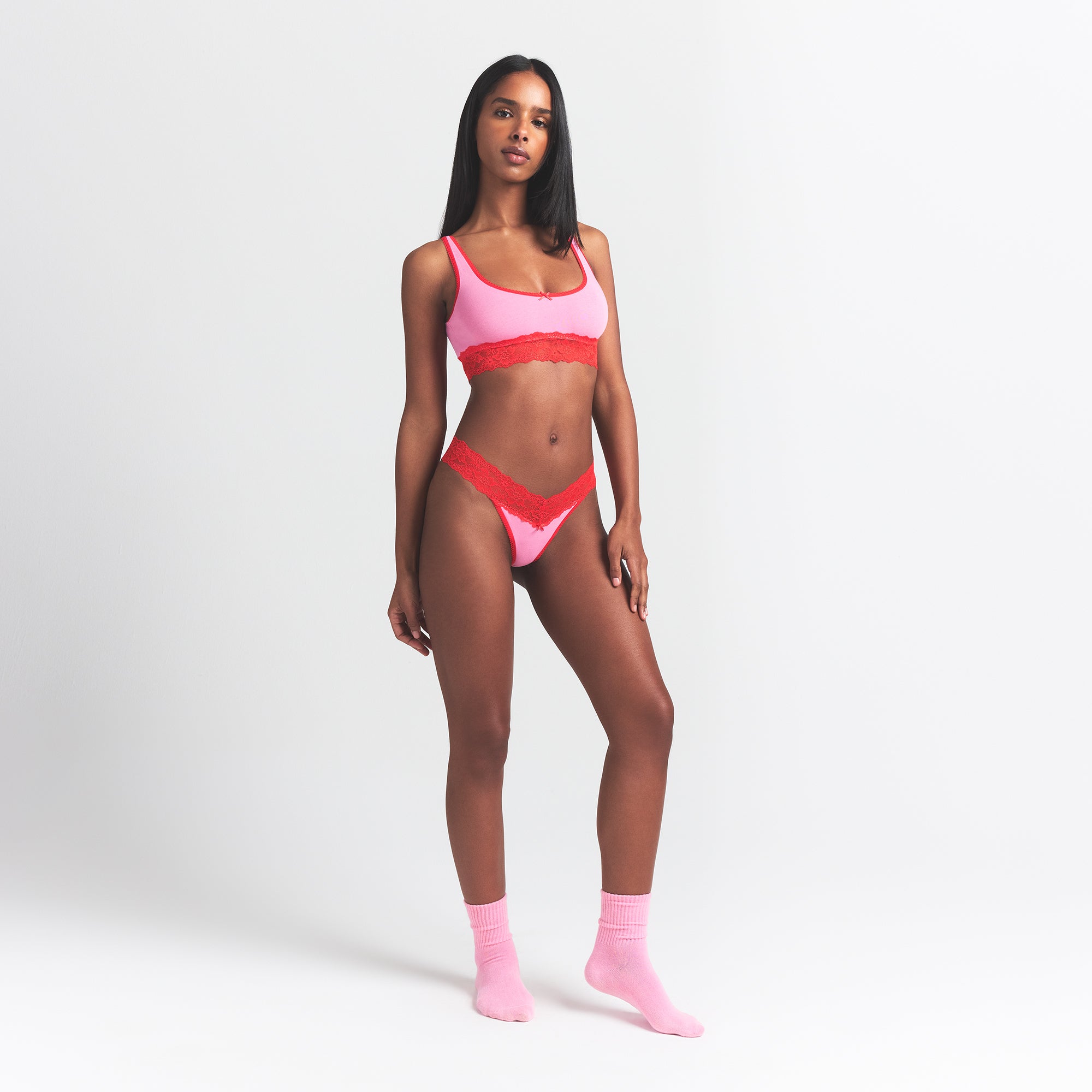 Lightweight Cotton Wide Lace Thong