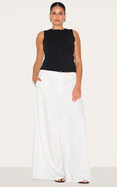 Plus Latte Maxi Pinstripe Tailored Woven Straight Leg Trousers