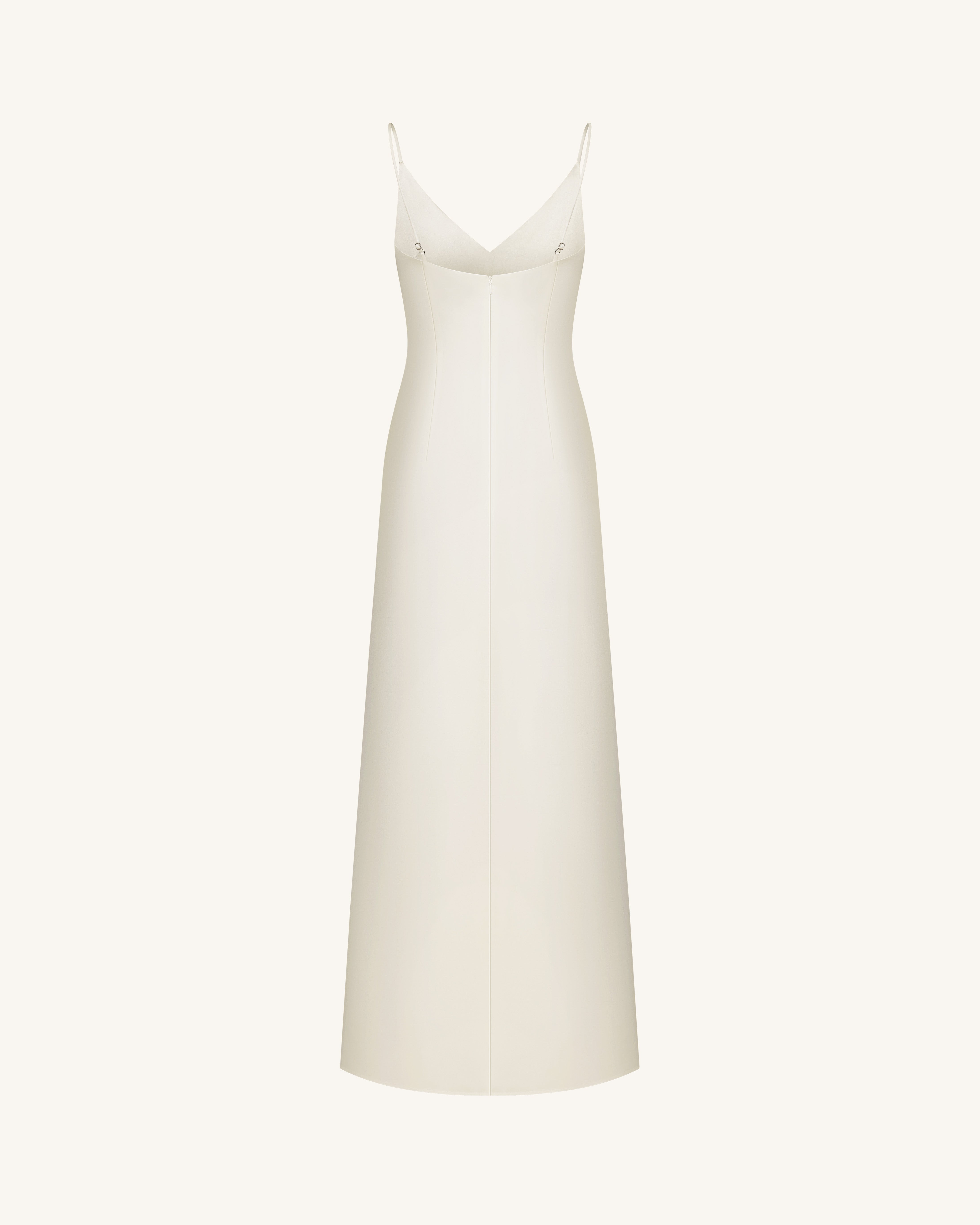 Iris Motif Satin Slip Gown - Olive Green