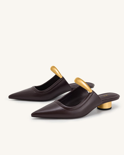 Helena Pierced Mules- Claret Red