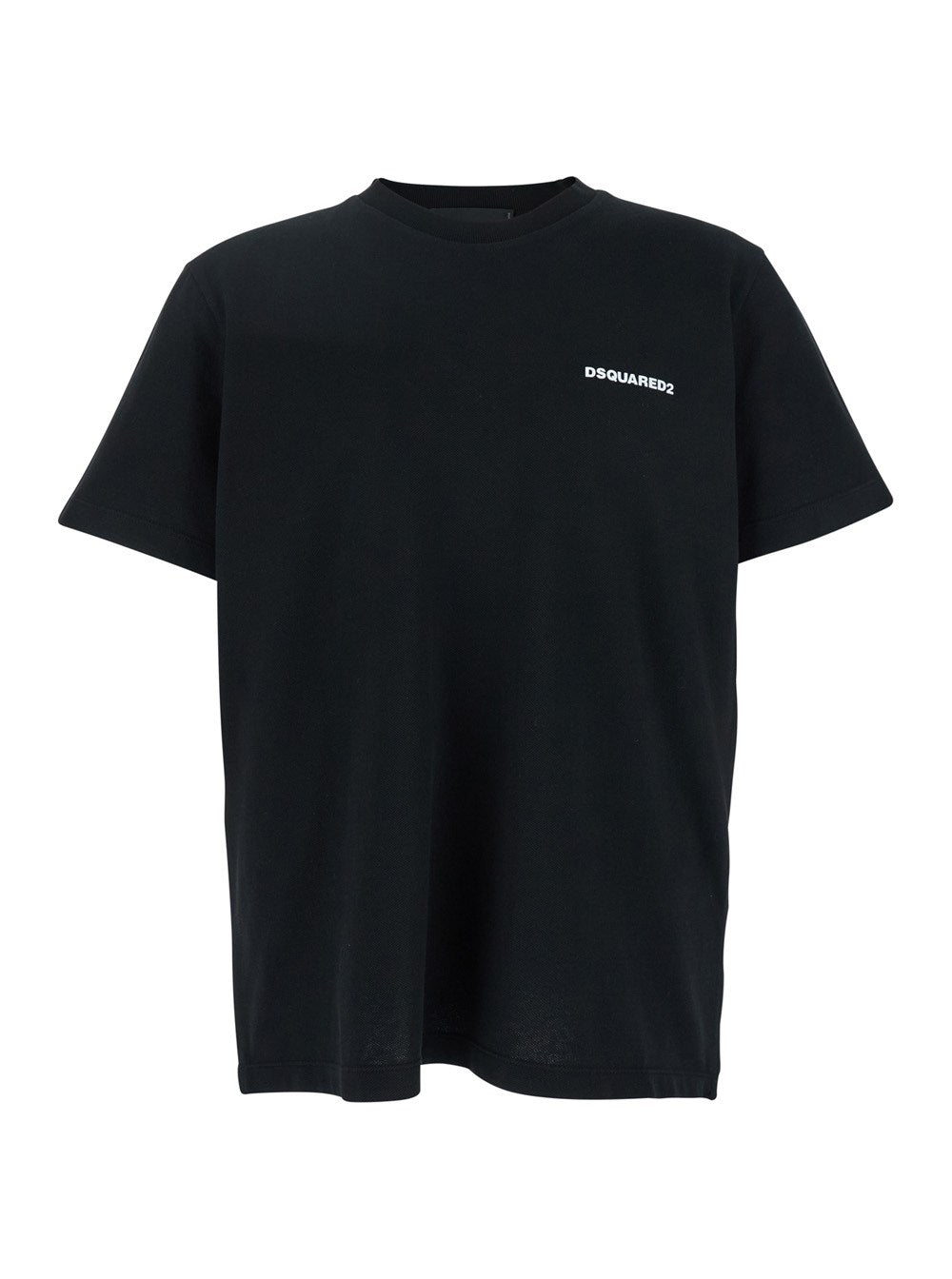 Dsquared2 Black T-Shirt with Lettering Logo Printed on the Chest in Cotton Man
