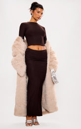 Chocolate Soft Touch Maxi Skirt