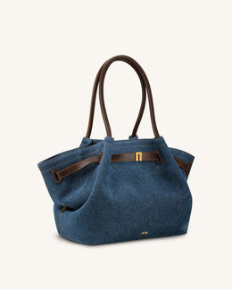 Hana Medium Denim Tote Bag - Blue Denim
