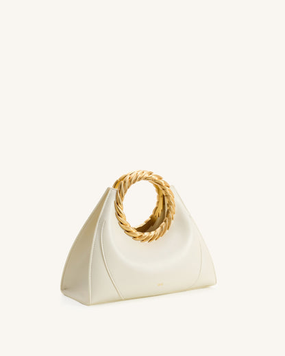 Amiya Leaf Handle Sculpture Bag - Black