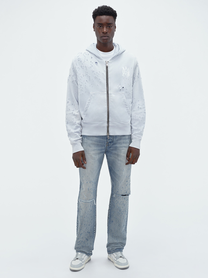 Amiri Washed MA Shotgun Hoodie in Grey Dawn