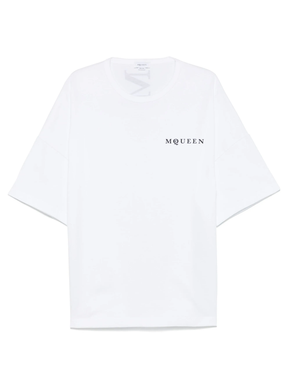 Alexander McQueen Vertical Back Logo Oversized T-Shirt in White