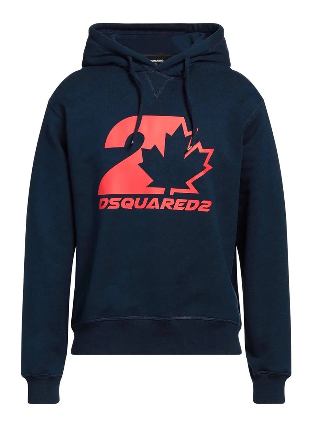 Dsquared2 Red Maple Leaf Printed Hoodie in Navy
