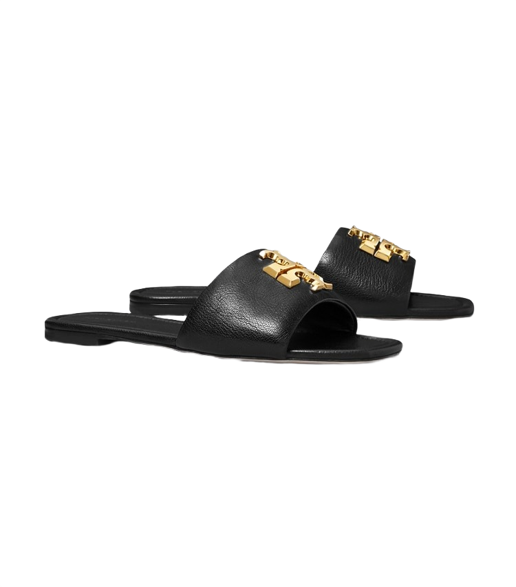 Tory Burch Eleanor Slide in Perfect Black and Gold