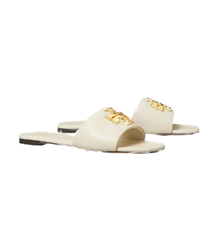 Tory Burch Eleanor Slide in Light Cream and Gold