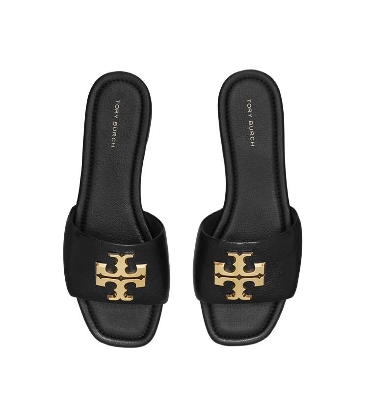 Tory Burch Eleanor Slide in Perfect Black and Gold