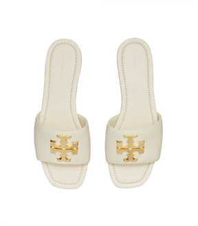 Tory Burch Eleanor Slide in Light Cream and Gold