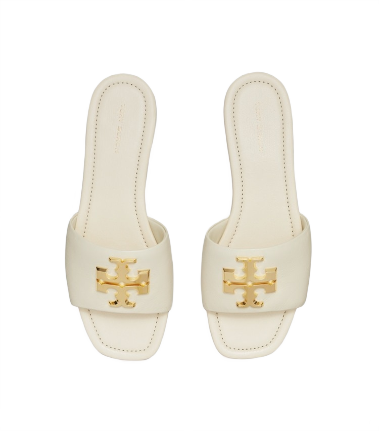 Tory Burch Eleanor Slide in Light Cream and Gold
