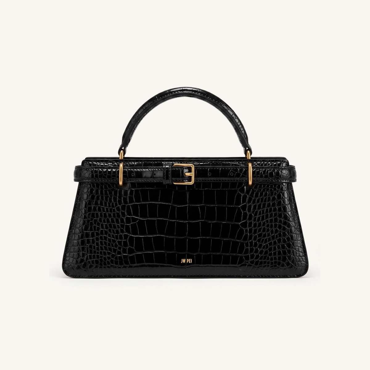 Elena Classic Top Handle Bag - Black Croc