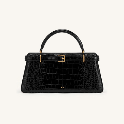 Elena Classic Top Handle Bag - Black Croc