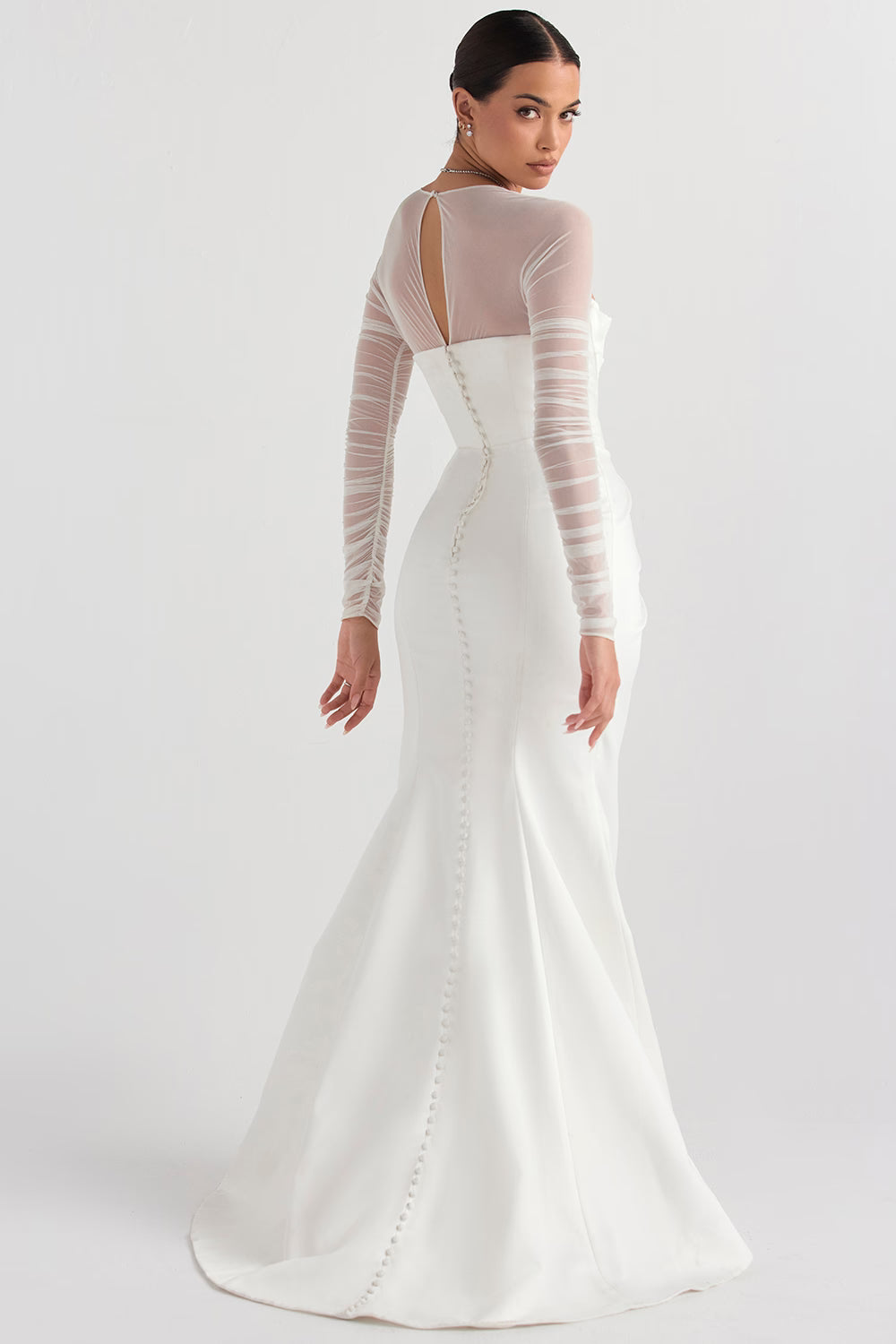 Elise white satin bridal gown