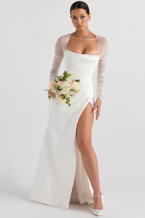 Elise white satin bridal gown