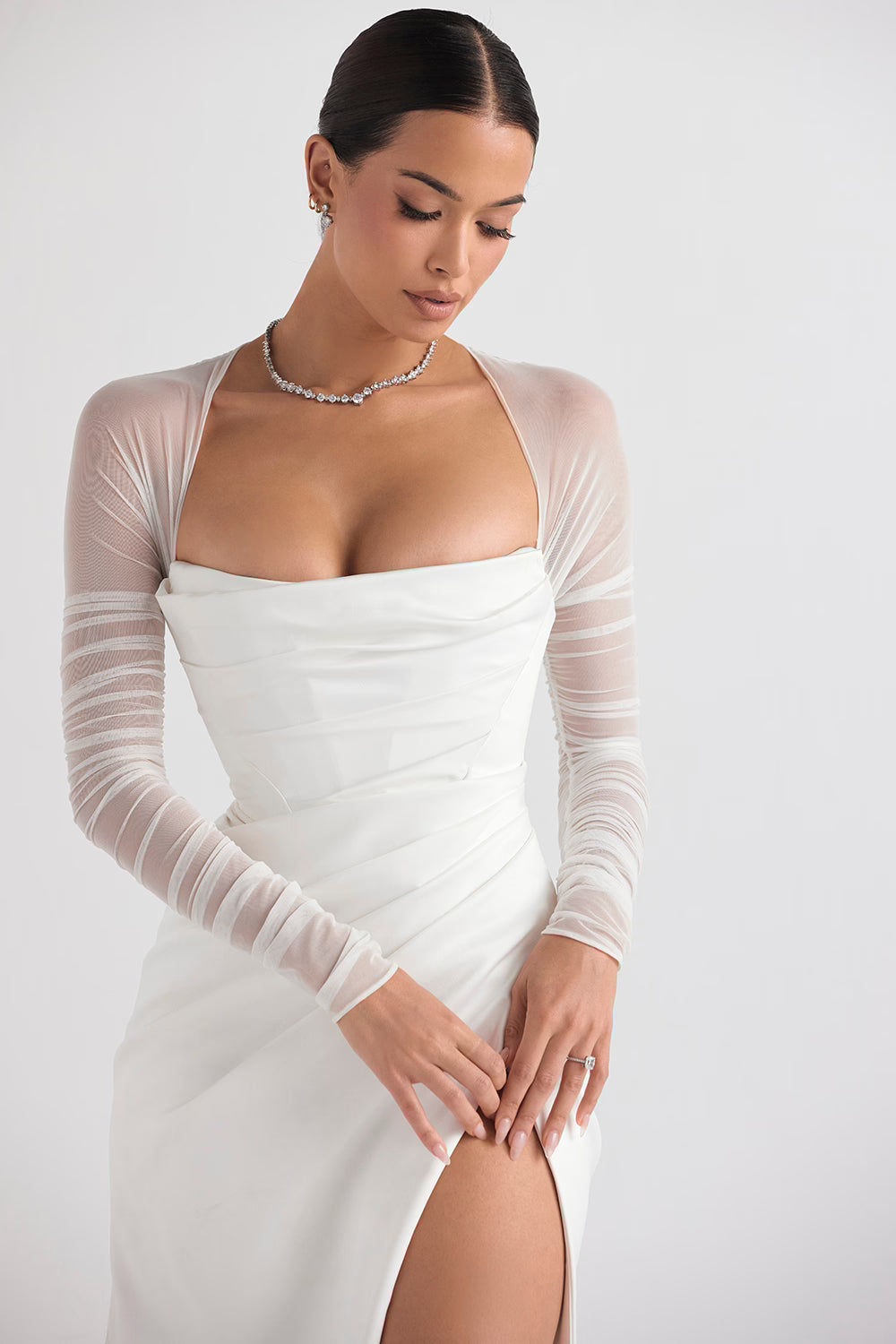 Elise white satin bridal gown