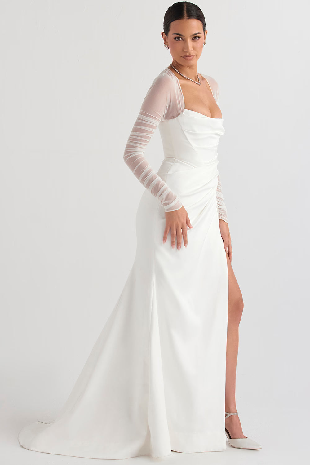 Elise white satin bridal gown