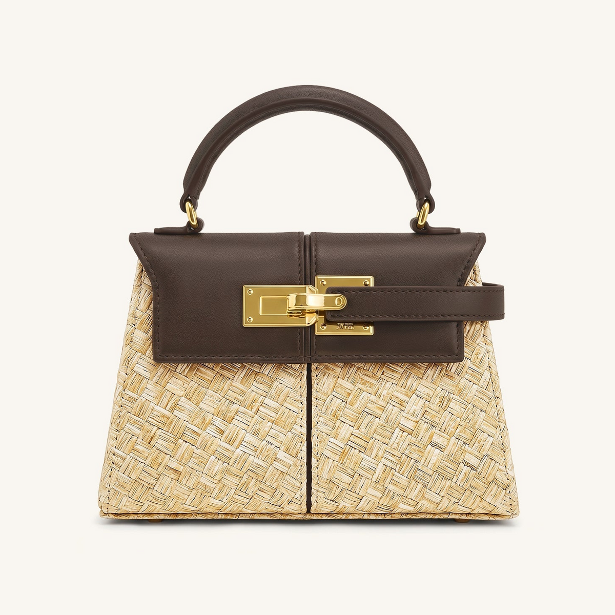 Elise Faux Straw Handbag - Brown