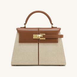 Elise Large Top Handle Bag - Brown Canvas